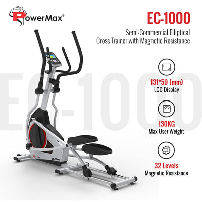EC-1000 Semi-Commercial Motorized Electric Elliptical Cross Trainer with Magnetic Resistance | Black