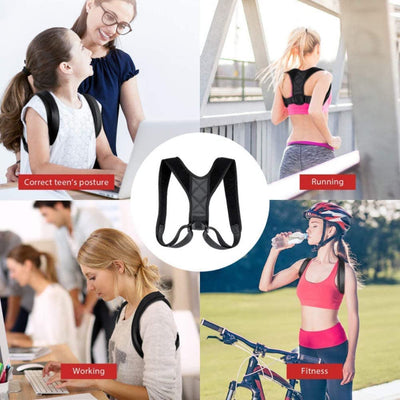 ALYV Adjustable Posture Support Belt (for sizes up to 42/XL) Back & Shoulder Support Brace with Heat Dissipation Holes Back and Shoulder Pain Relief for Men & Women