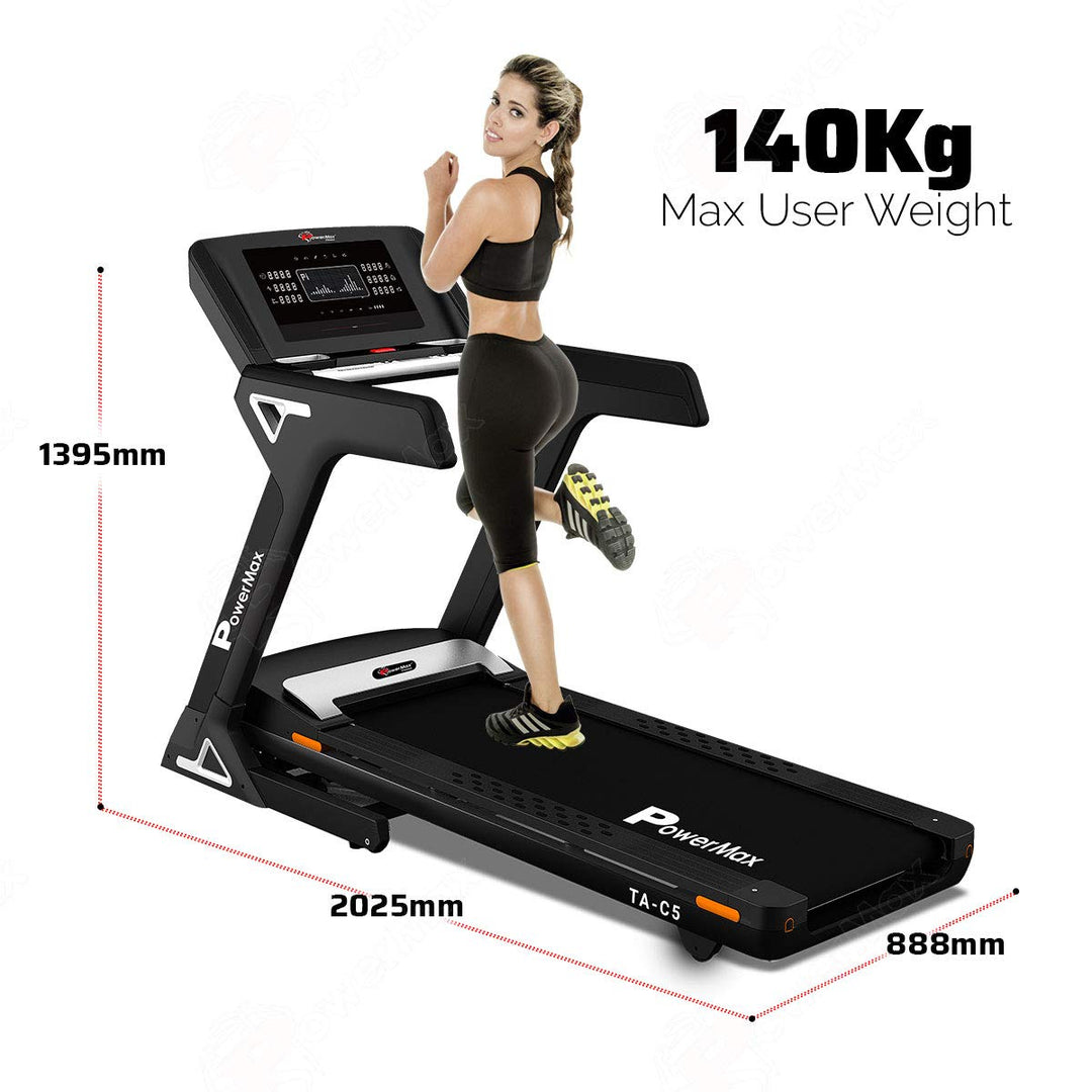 TA-C5 6.0HP Peak Premium Commercial AC Motorized Treadmill with LED Display | Automatic Incline - Black