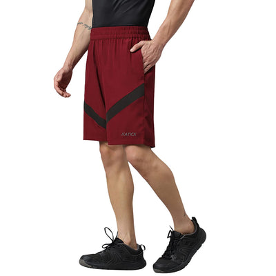 Men's Regular Fit Polyester Shorts (Wine Red)