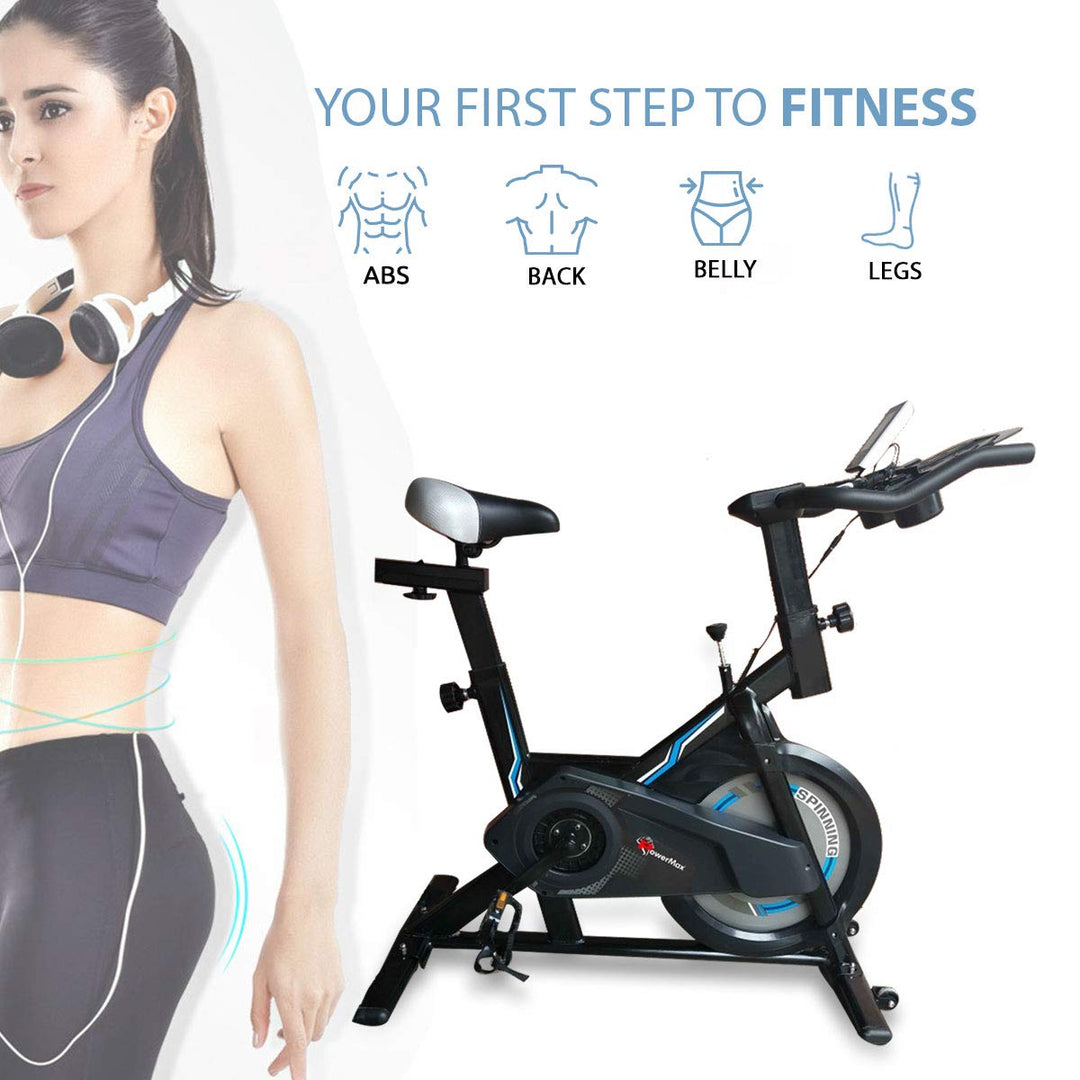 BS-150 Spin Exercise Bike for Home Use [10Kg Flywheel | Max User Weight 110kg | LCD Display | Belt Drive | 3pc Crank | Anti-slip Pedal and Adjustable Seat] 1 Year Manufacturer Warranty