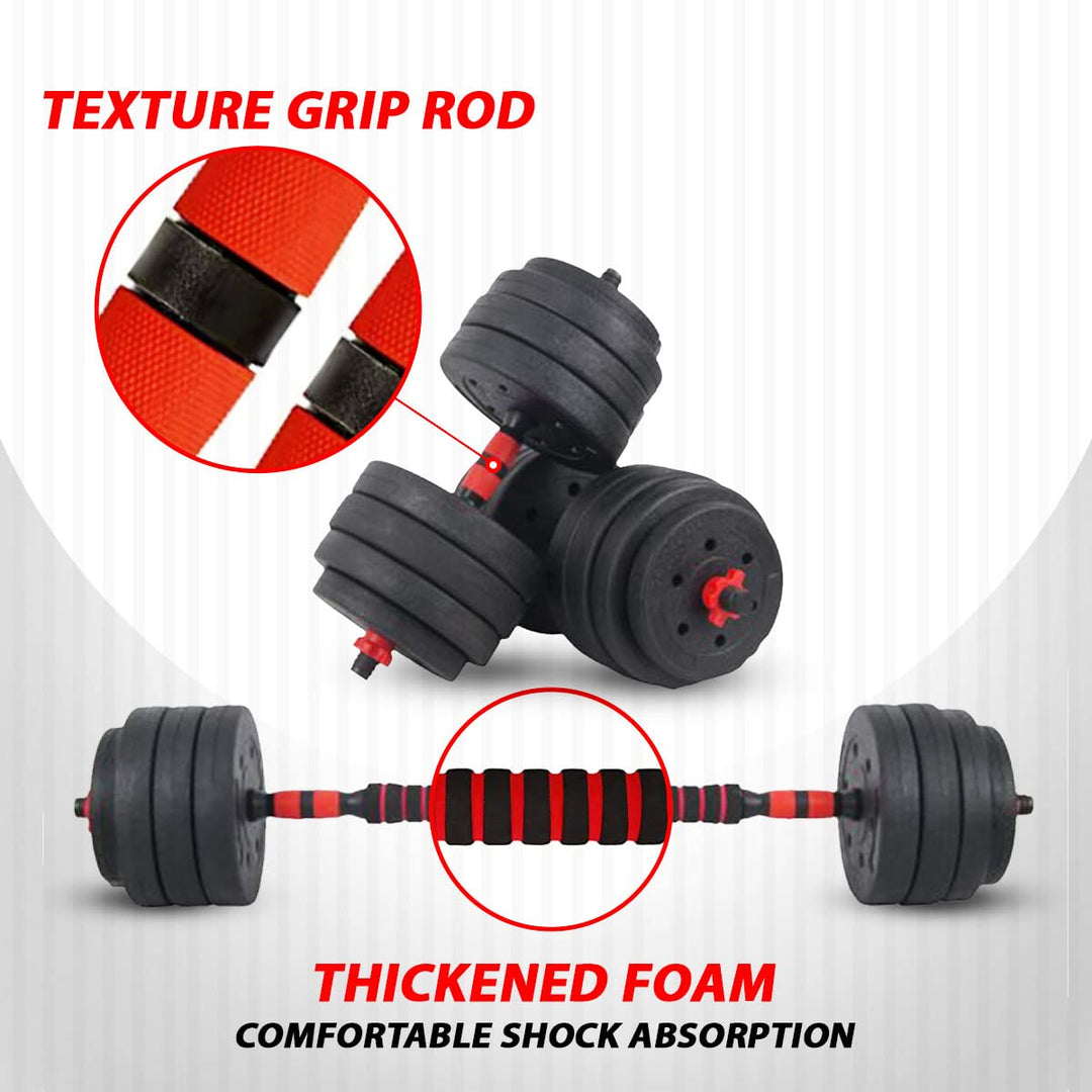 PDKS-20P Adjustable PVC Cement Kettlebell Dumbbells Set with Kettle Handle | Kettlebell Rod | Non-Slip Handle and Adjustable Weight Plates Set for Home Gym Workout | Black