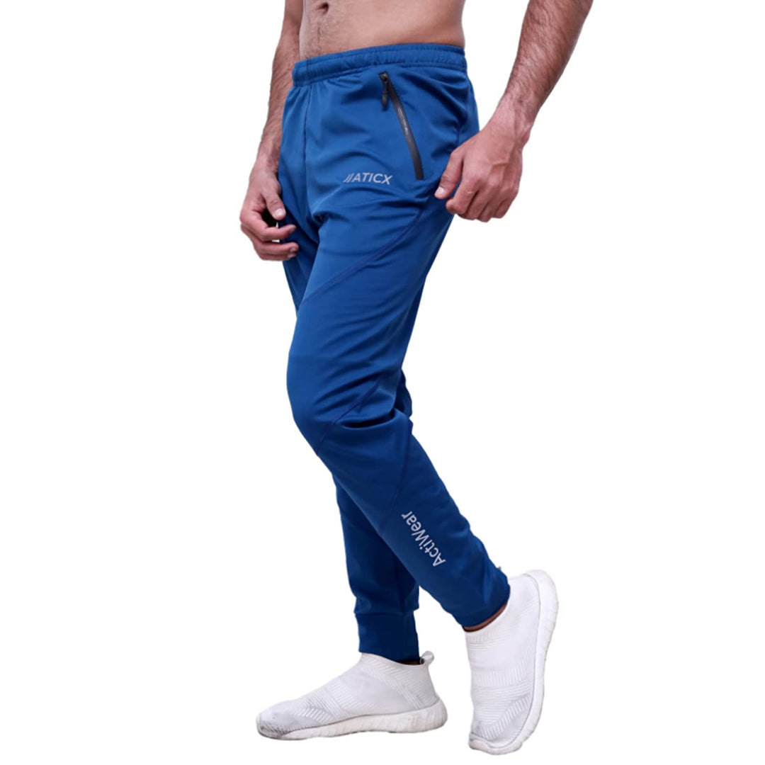 Men's Slim Fit Polyester Joggers (Blue)