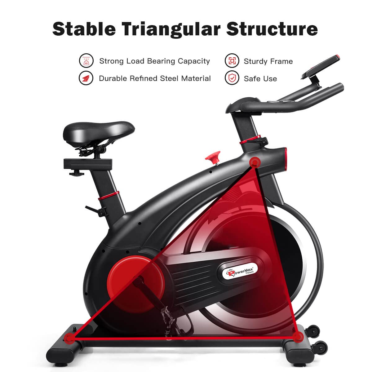 B S2 Exercise Spin Bike with 14 Kg Flywheel Adjustable Resistance KriyaFit