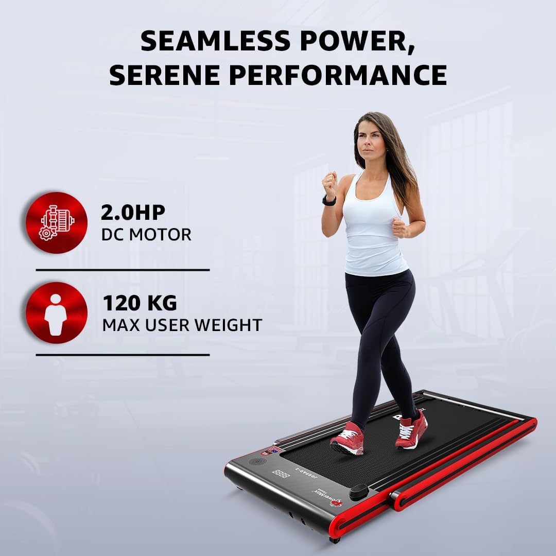 JogPad-2 (4.0HP Peak) DC Motor Motorized Touch Screen LED Dual Display Treadmill with Bluetooth Speaker | Compact Foldable and Remote Control