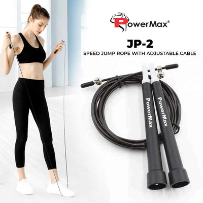 JP-2 Skipping Rope for Unisex Adults | Tangle free Jumping Rope with Adjustable Rope length for Training | Exercise | Weight Loss | Crossfit | Boxing and HIIT Workouts (Colour - Black)