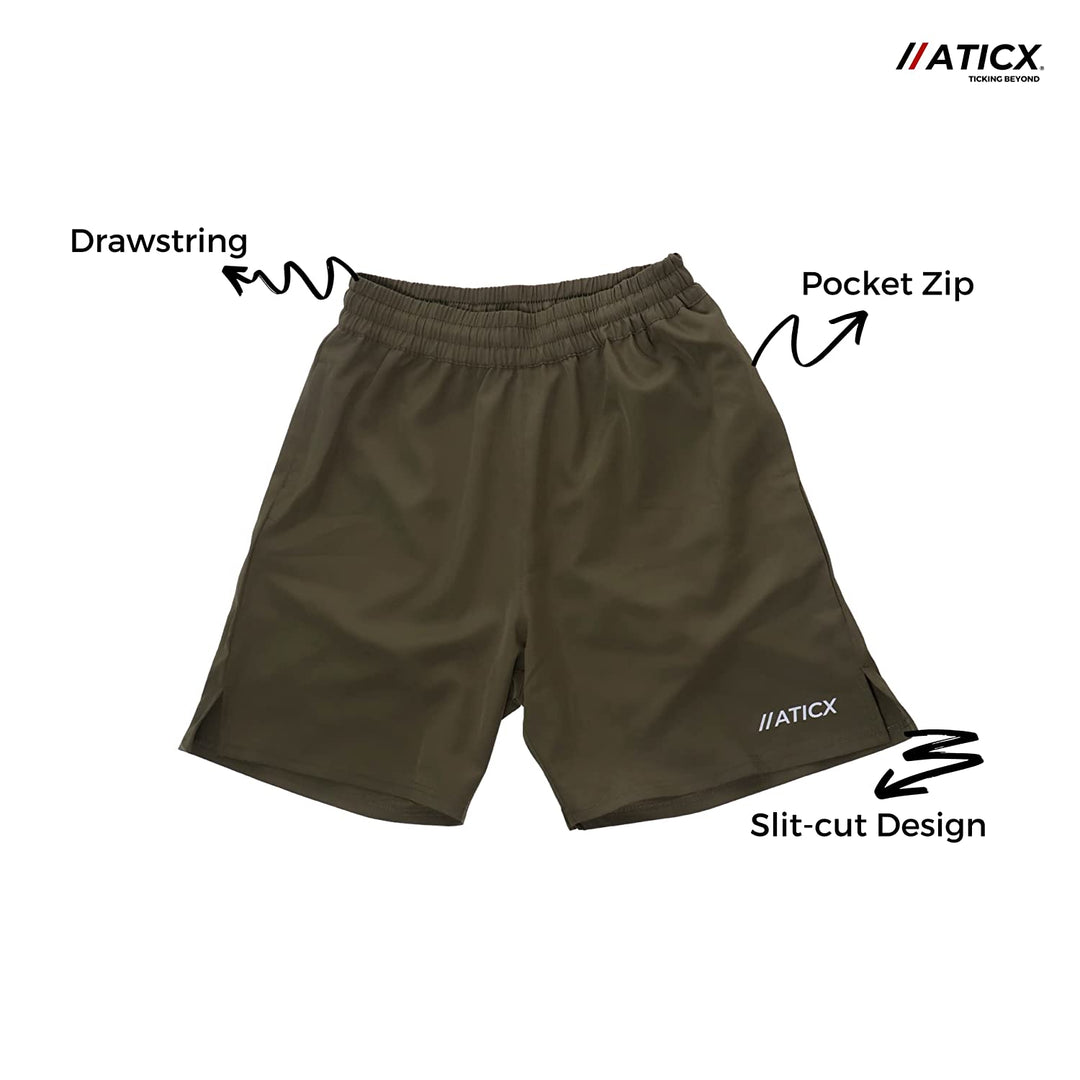 Men's Regular Fit Polyester Shorts (Olive Green)