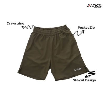 Men's Regular Fit Polyester Shorts (Olive Green)