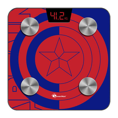 BCA-130 Marvel Edition Blue Captain America Digital Weight Machine for Human Body - High Accuracy Bathroom Weighing Scale with Step-on Technology & Super Durable 6mm Tempered Glass
