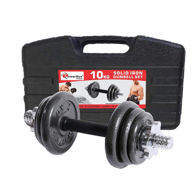 Adjustable Coated Iron Dumbbell and Anti-Slip Rod Set with Carry Case For Home Workout  | Black