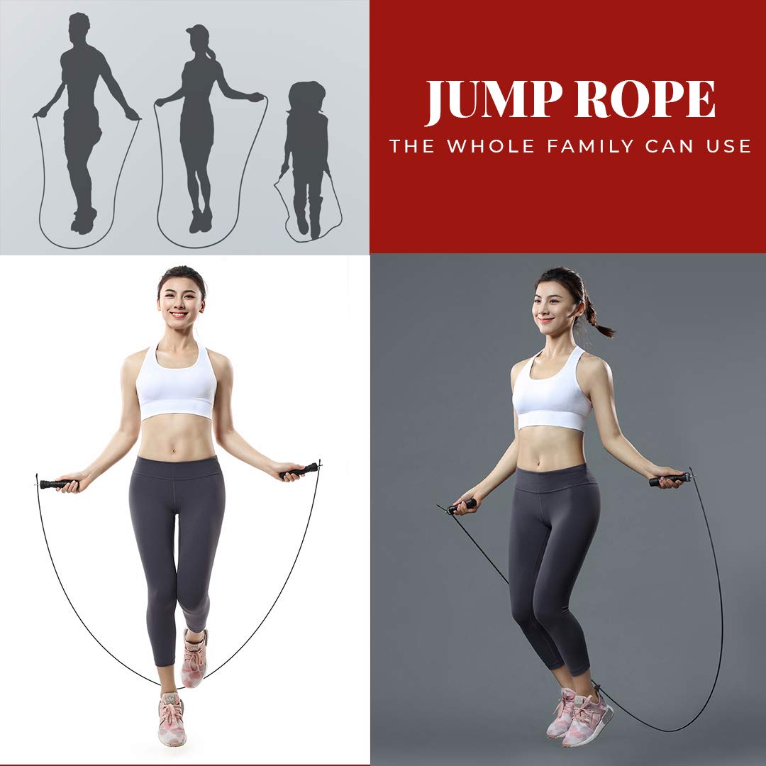 JS-3 Skipping Rope for Unisex Adults | Tangle free Jumping Rope with Adjustable Rope length for Training | Exercise | Weight Loss | Crossfit | Boxing and HIIT Workouts (Colour - Red)