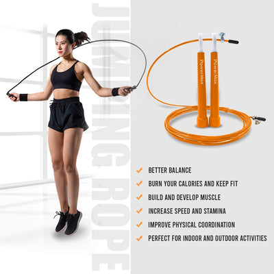 JP-2 Skipping Rope for Unisex Adults | Tangle free Jumping Rope with Adjustable Rope length for Training | Exercise | Weight Loss | Crossfit | Boxing and HIIT Workouts (Colour - Orange)