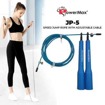 JP-5 Skipping Rope for Unisex Adults | Tangle free Jumping Rope with Adjustable Rope length for Training | Exercise | Weight Loss | Crossfit | Boxing and HIIT Workouts (Colour - Blue)