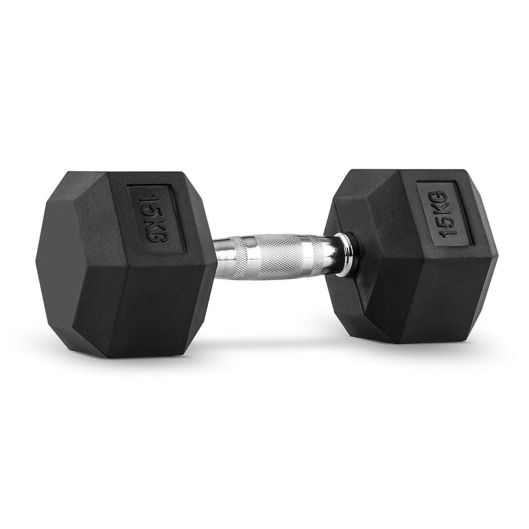 Hex Dumbbell for Home Gym use| Fitness gear |Gym Exercise| Workout Essentials | Gym Dumbbell | Dumbbell Weight for Men & Women | Home Workouts-Fitness | 15 kg dumbbell x 1 | Black