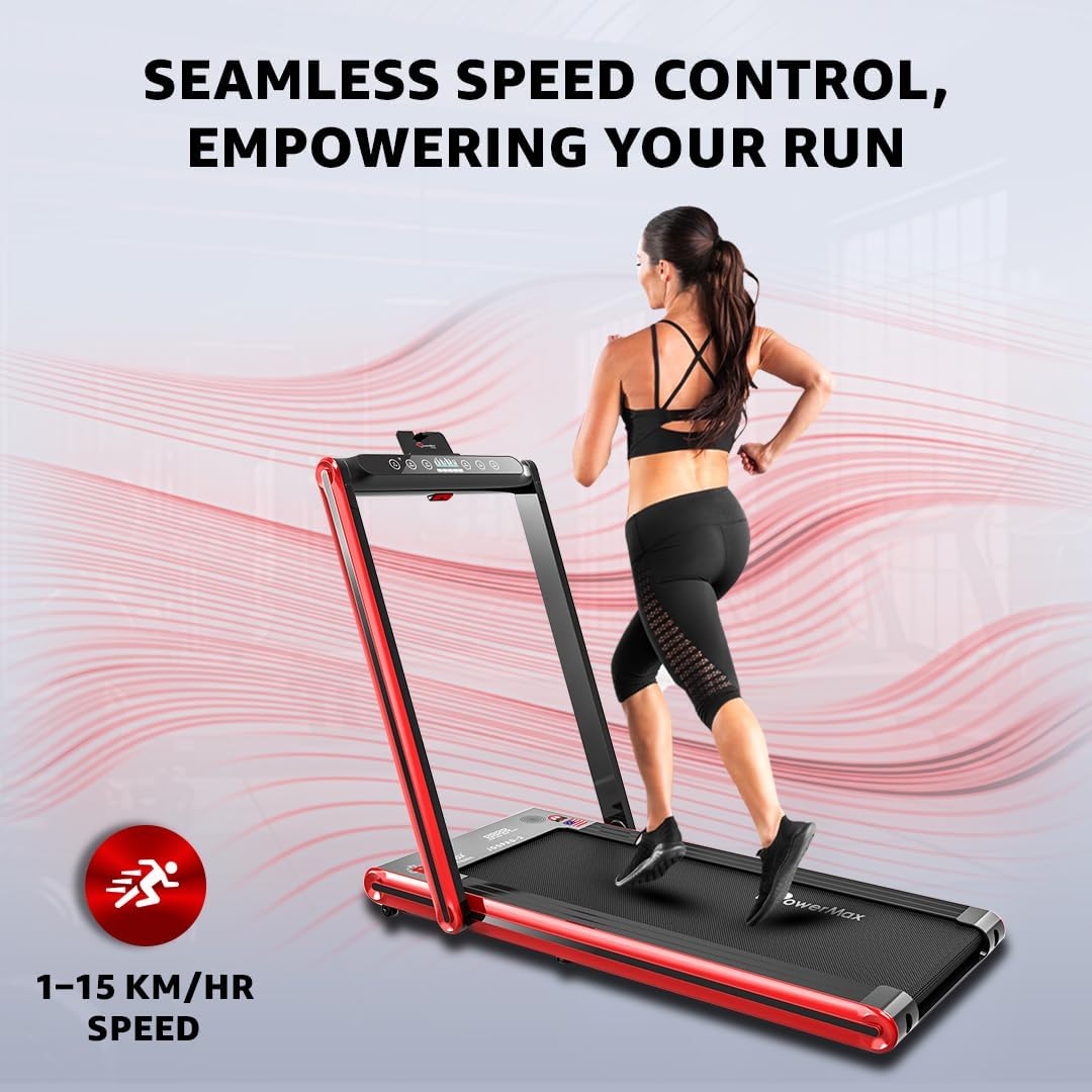 JogPad-2 (4.0HP Peak) DC Motor Motorized Touch Screen LED Dual Display Treadmill with Bluetooth Speaker | Compact Foldable and Remote Control