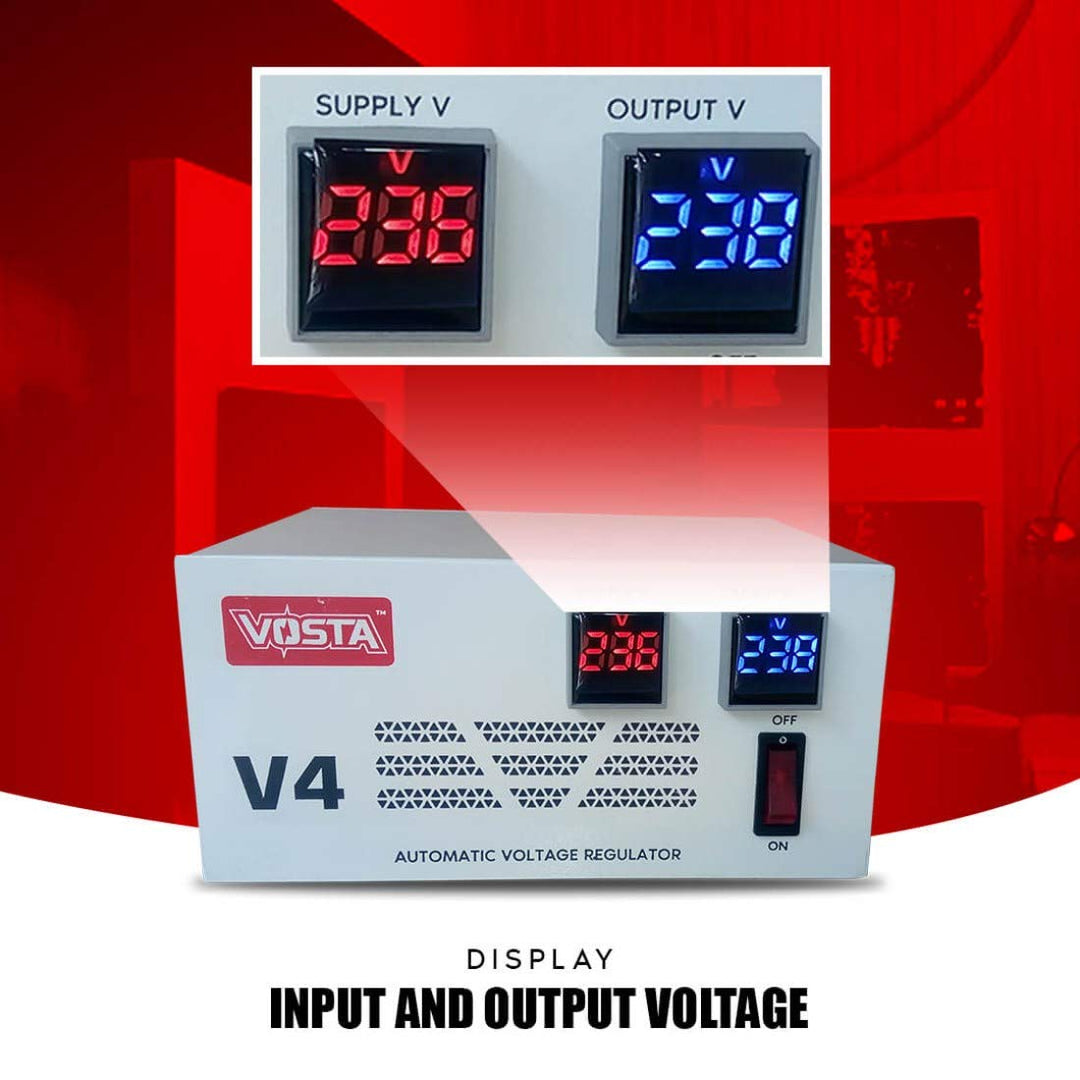 V4 4.0 kVA Voltage Steel Stabilizer by - Engineered for Heavy Treadmills and Home Use Appliances - Input: 140~260 VAC and Output: 220 VAC (?) White