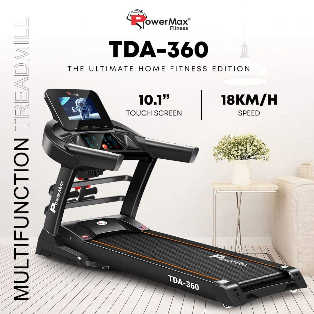TDM-360(6HP Peak) Multi-Function Treadmill for Home Use with Massager |10.1 HD Display?Max User Wt. 140kg|15 Level Auto Incline|Top Speed:18 Km/hr|Spring Resistance |DIY |Do It Yourself?