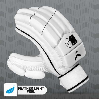 303 Cricket Batting Gloves for Boys Right handed | Free Cover | Colour : White/Black
