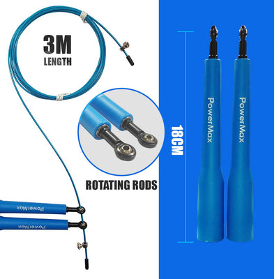 JP-5 Skipping Rope for Unisex Adults | Tangle free Jumping Rope with Adjustable Rope length for Training | Exercise | Weight Loss | Crossfit | Boxing and HIIT Workouts (Colour - Blue)