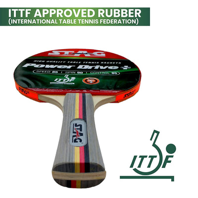 Iconic Power Drive Plus (Wooden Case) Advanced Series Table Tennis (T.T) Racket| Pro Performance Training T.T Racquet| Premium ITTF Approved Rubber| Custom Designed Comfortable Ergonomic Grip Paddle