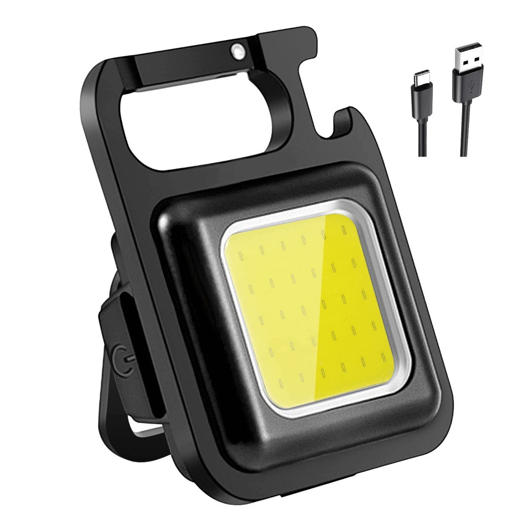 Small Flashlights | 500Lumens Bright Rechargeable Keychain Mini Flashlight 4Light Modes Portable Pocket Light with Folding Bracket Bottle Opener and Magnet Base Fishing | Walking(Pack of 1)