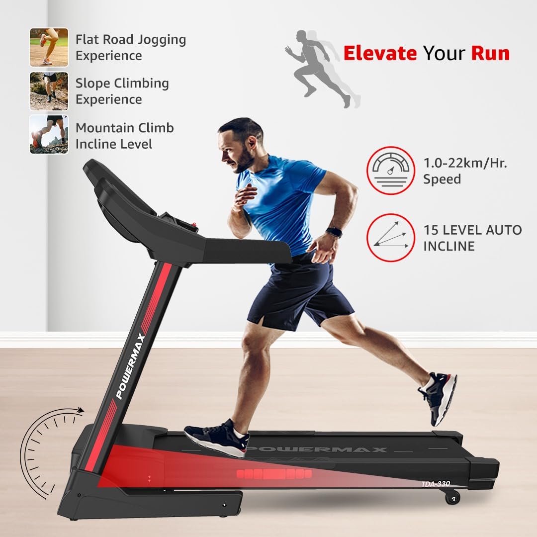 TDA-330 Series (3.0HP) DC Motorised | Electric Treadmill (FREE INSTALLATION)?Auto Incline | Easy Lubrication | BMI ?Running Machine for Max Pro-Workout by Walk | Run & Jog at Home & Office