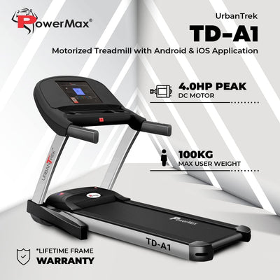 Urban Trek TD-A1 4.0HP Peak Pre-Installed Motorized Treadmill with Android and iOS App | black