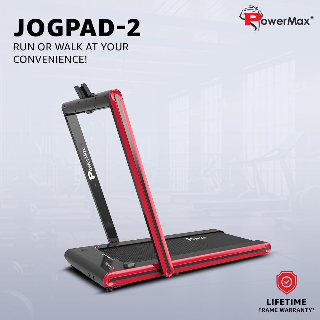 JogPad-2 (4.0HP Peak) DC Motor Motorized Touch Screen LED Dual Display Treadmill with Bluetooth Speaker | Compact Foldable and Remote Control