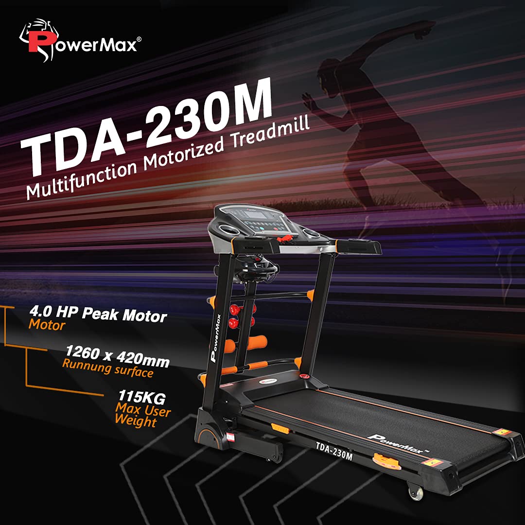 TDA-230M(4HP Peak)Multi-Function Treadmill for Home Use with Massager?Max User Wt. 120kg |15 Level Auto Incline | Top Speed:14 Km/hr | Spring Resistance?(FREE INSTALLATION ASSISTANCE)