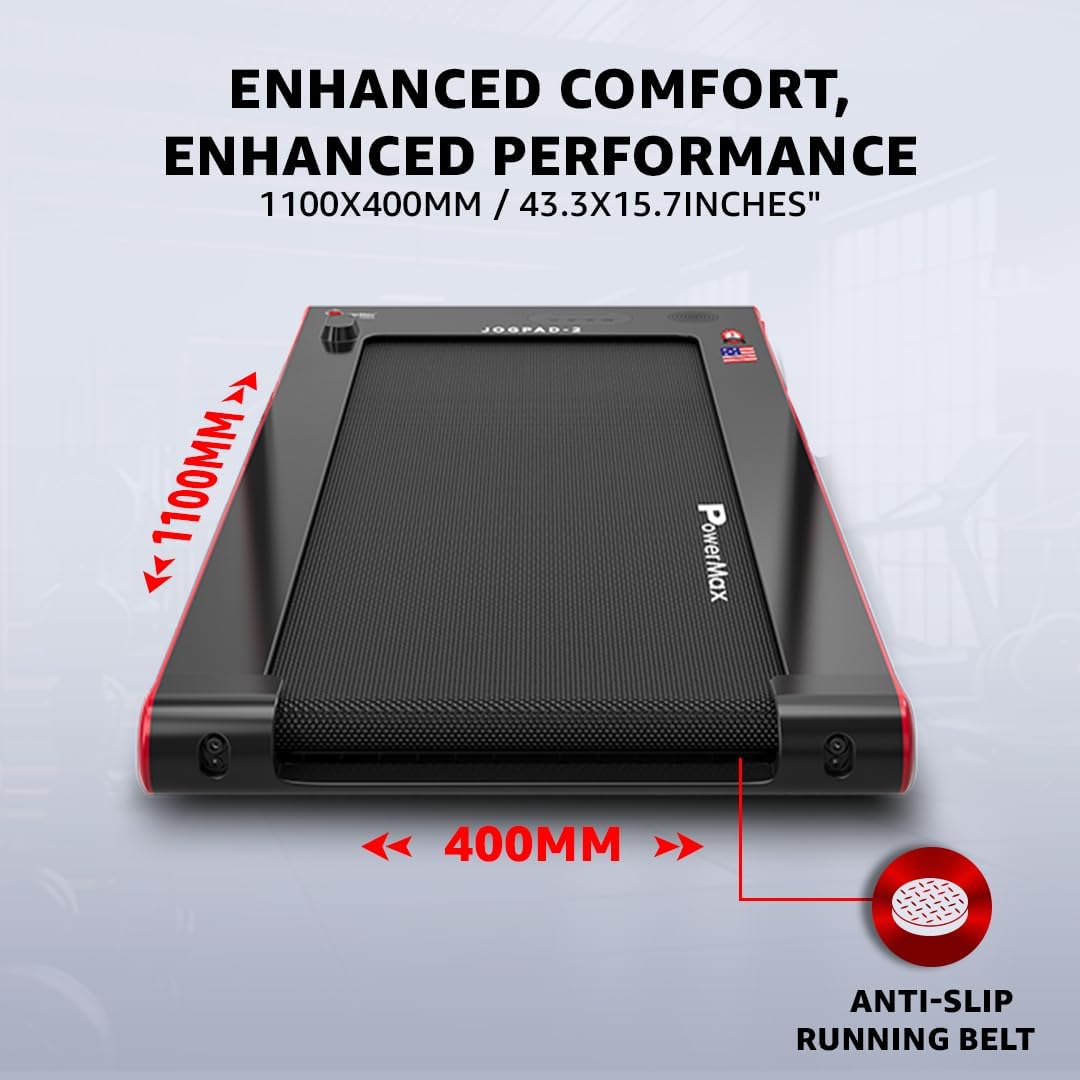 JogPad-2 (4.0HP Peak) DC Motor Motorized Touch Screen LED Dual Display Treadmill with Bluetooth Speaker | Compact Foldable and Remote Control