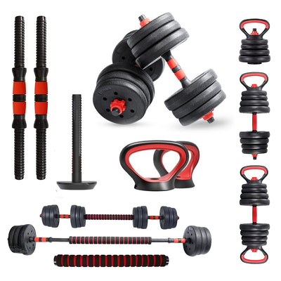 PDKS-20P Adjustable PVC Cement Kettlebell Dumbbells Set with Kettle Handle | Kettlebell Rod | Non-Slip Handle and Adjustable Weight Plates Set for Home Gym Workout | Black