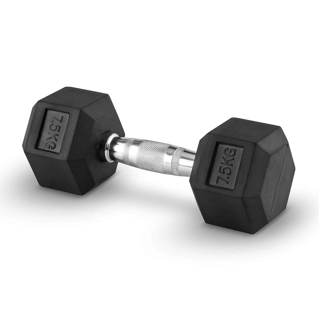 Hex Dumbbell for Home Gym use| Fitness gear |Gym Exercise| Workout Essentials | Gym Dumbbell | Dumbbell Weight for Men & Women | Home Workouts-Fitness | 7.5 kg dumbbell x 1 | Black