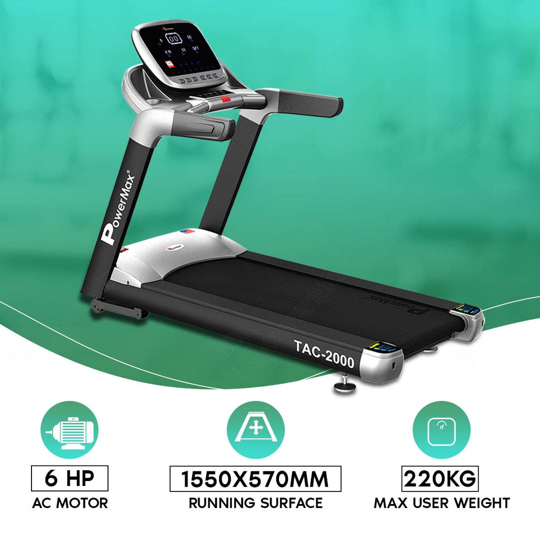 TAC-2000 4HP (6HP Peak) Motorized Treadmill with Free Installation Assistance | Commercial & Automatic Incline