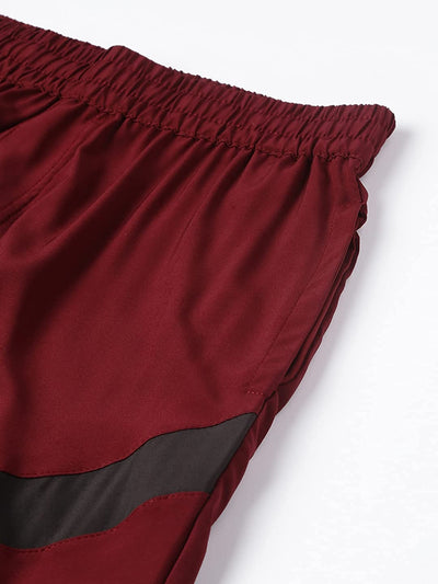 Men's Regular Fit Polyester Shorts (Wine Red)