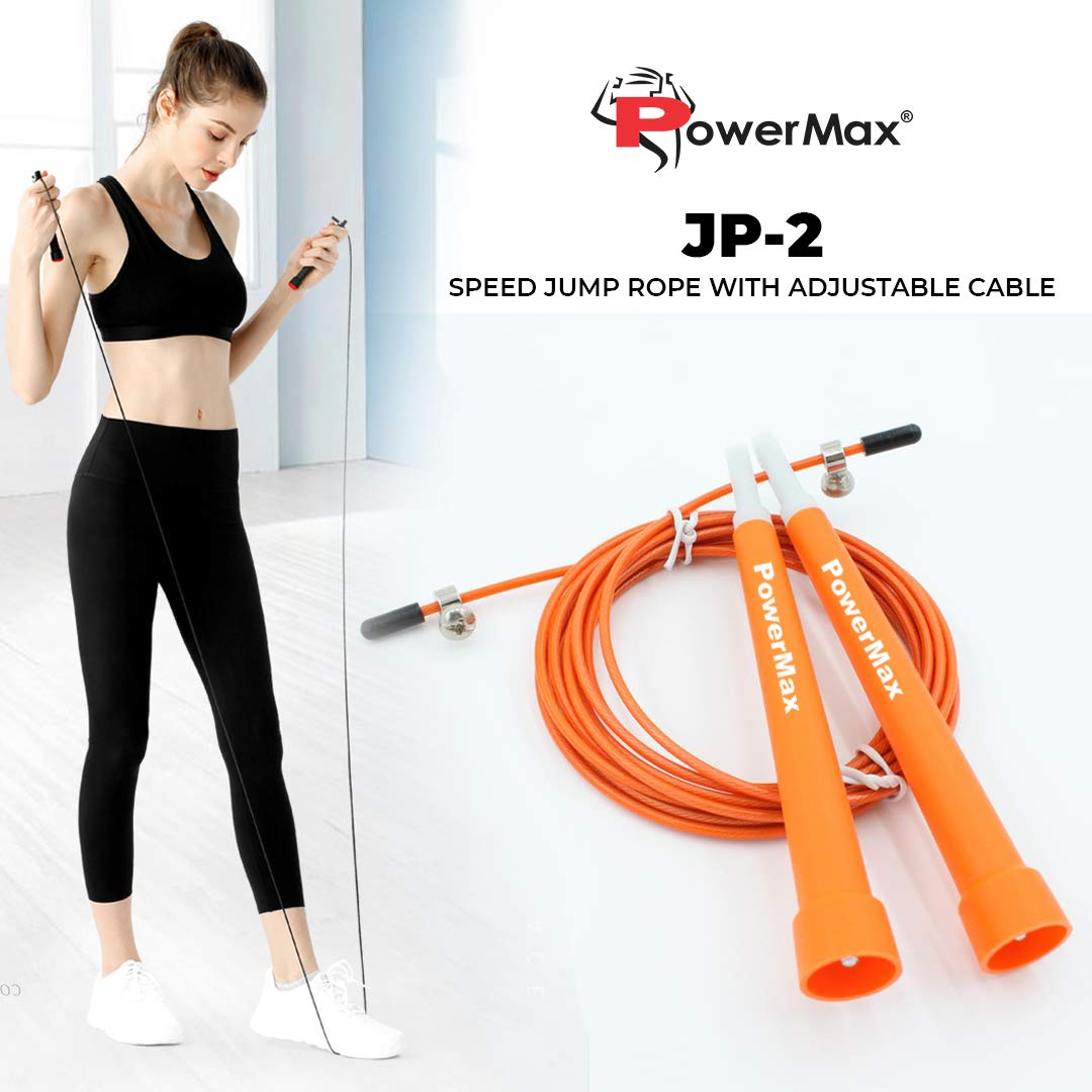 JP-2 Skipping Rope for Unisex Adults | Tangle free Jumping Rope with Adjustable Rope length for Training | Exercise | Weight Loss | Crossfit | Boxing and HIIT Workouts (Colour - Orange)