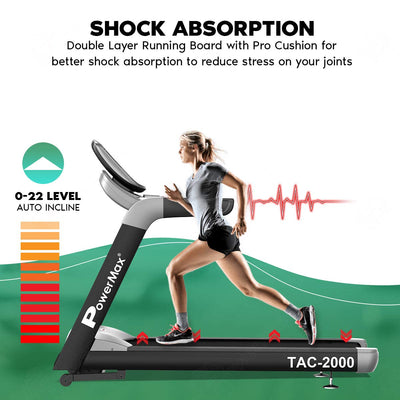 TAC-2000 4HP (6HP Peak) Motorized Treadmill with Free Installation Assistance | Commercial & Automatic Incline