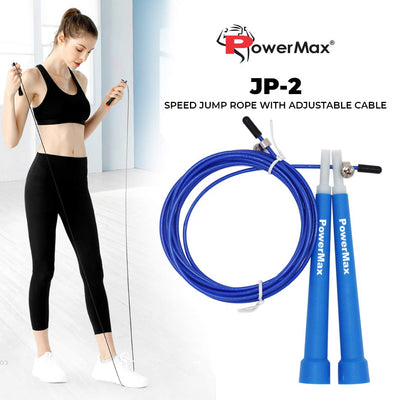 JP-2 Skipping Rope for Unisex Adults | Tangle free Jumping Rope with Adjustable Rope length for Training | Exercise | Weight Loss | Crossfit | Boxing and HIIT Workouts (Colour - Blue)