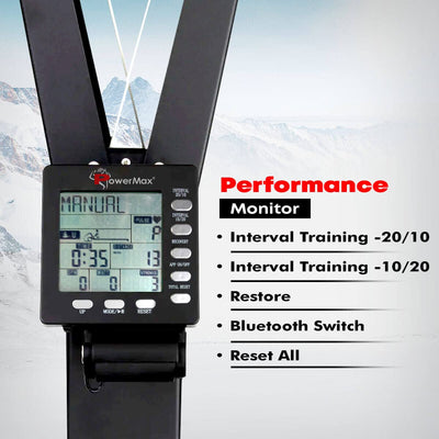 SAC-1000 Exercise SKI Machine for Commercial Gym with Floor Stand | Max User Weight-150kg | LCD Display | 10 Level Resistance and Bluetooth Application for Android & iOS