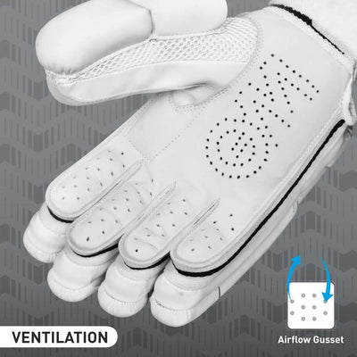 303 Cricket Batting Gloves for Boys Right handed | Free Cover | Colour : White/Black