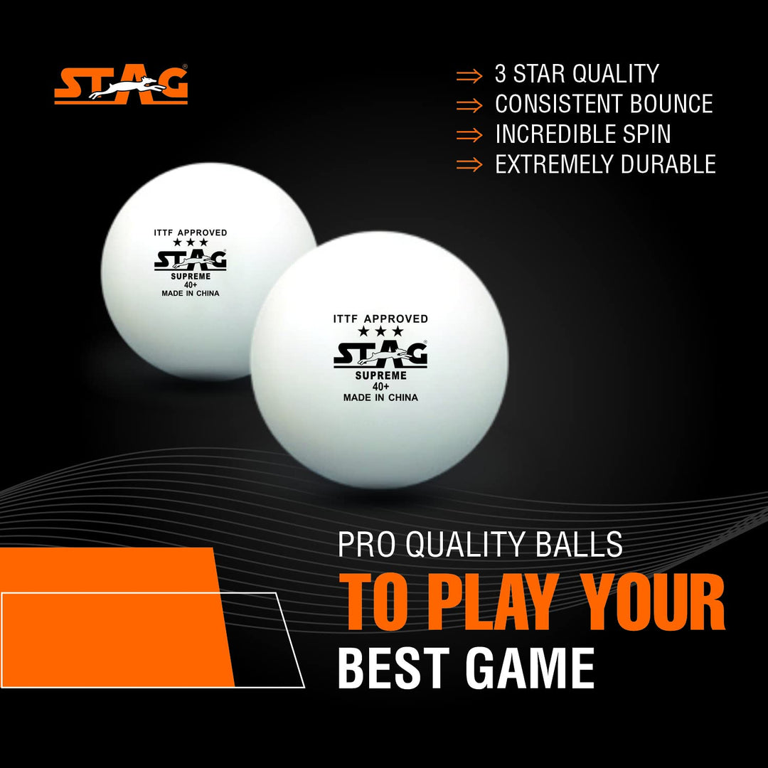 High Performance 3 Star Supreme Table Tennis (T.T) Balls| Advanced 40+mm Ping Pong Balls for Training | Tournaments and Recreational Play| Durable for Indoor/Outdoor Game - White(Pack of 12)