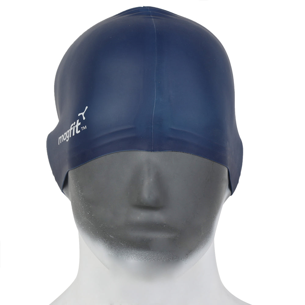 Magfit Unisex Plain Silicone Swimming Cap (Blue)