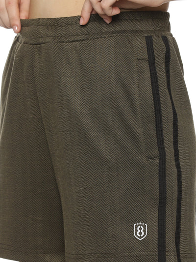 Women's solid Training Shorts with Side pockets & Elasticated waistband with Drawstring.