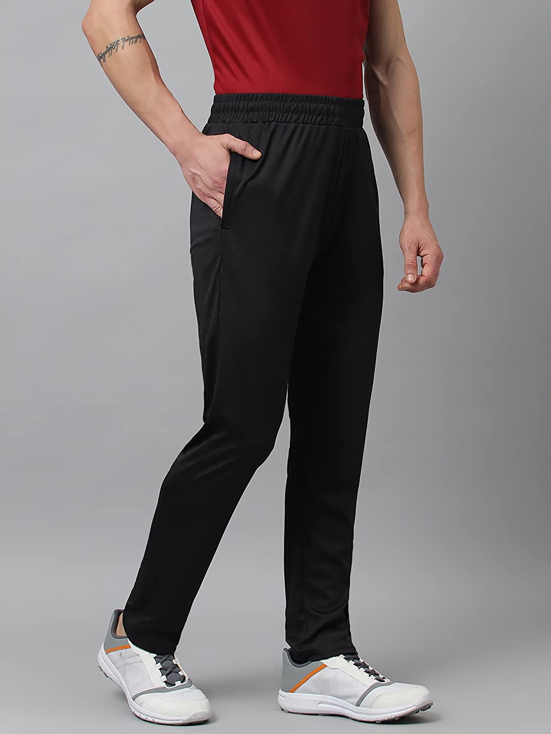 Men’s Slim Fit Polyester Track Pants (Midnight Black)