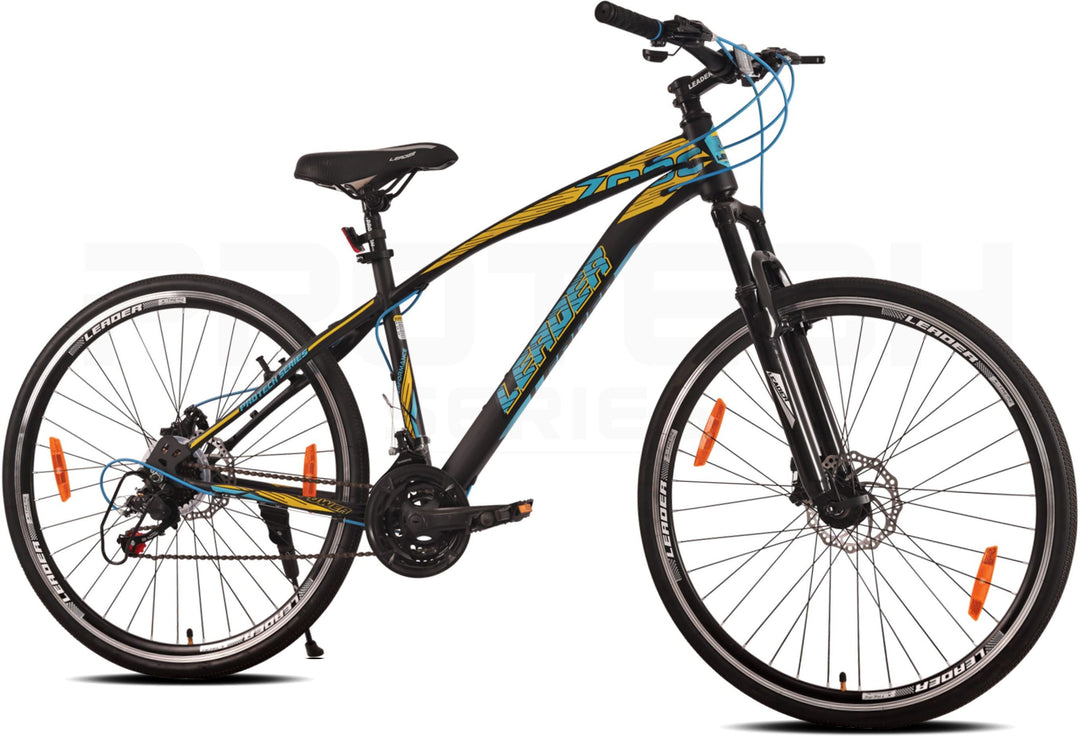 700C 21-Speed Hybrid City Cycle with Dual Disc Brake and Front Suspension - 700C T Hybrid Cycle City Bike 21 Gear Black