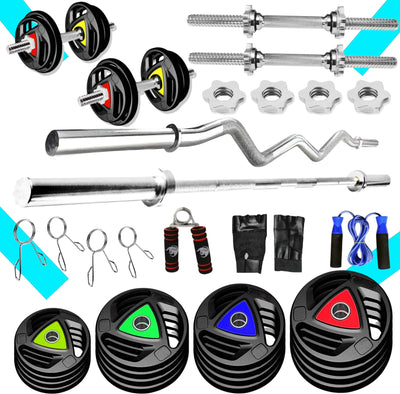 20KG GYM SET 4ft |5Ft+Pair Star Nut Dumbbell |Rubber Coated Iron Plates & ACC(25MM)