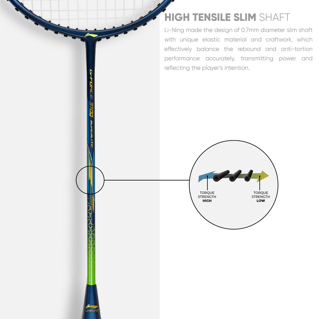 G-Force 3700 Superlite (Aypq088-5) Carbon Fiber Strung Badminton Racquet (Navy/Orange) with Free Full Cover | Set of 1