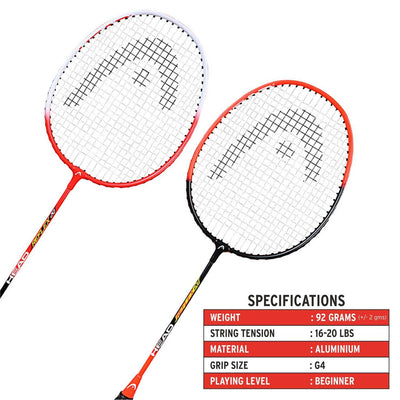 Reflex 20 Aluminium Badminton Racquet (Strung) with Nylon Shuttlecock and Cover (Set of 2)