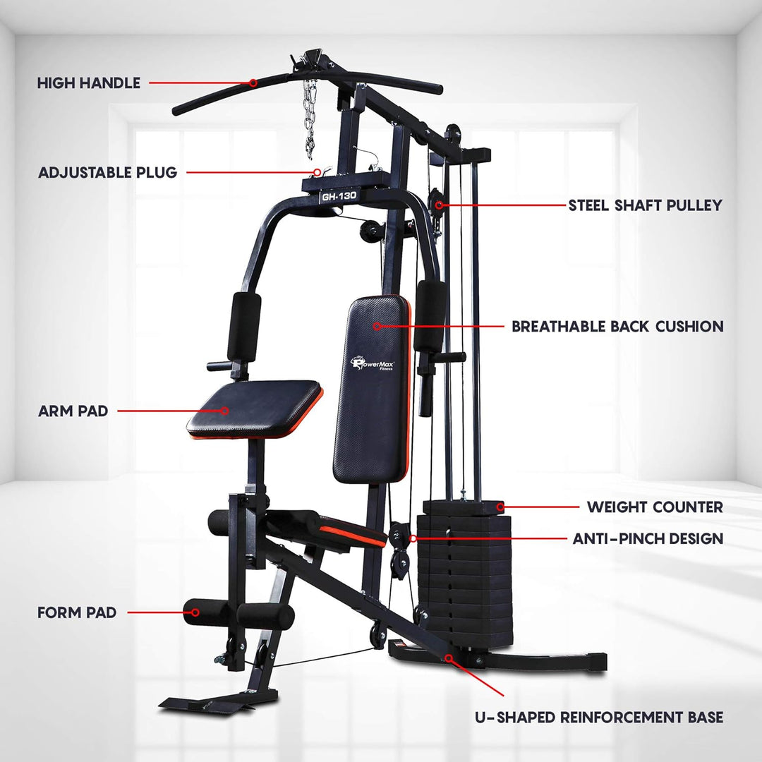 GH-130 Multi-Function Home Gym (61kgs/135Lbs) Bodybuilding Machine for Workout (Multicolour homegym)
