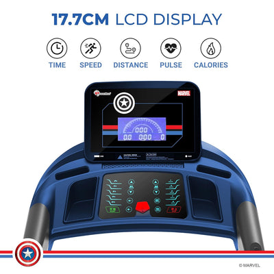 MTC-3600 Captain America Edition (6HP Peak AC Motor) Smart Folding Electric Treadmill with Auto Incline | MP3 | Speaker | Exercise Machine for Home Gym and Cardio Training | Blue