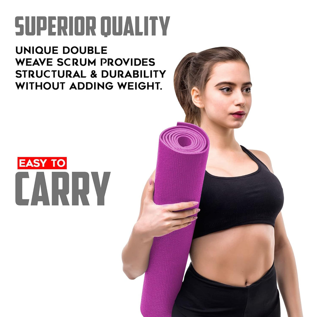 YE4-1.2-PK 4mm Thick Premium Exercise Yoga Mat for Gym Workout [Ultra-Dense Cushioning | Tear Resistance & Water Proof] Eco-Friendly Non-Slip Yoga Mat for Gym and Any General Fitness